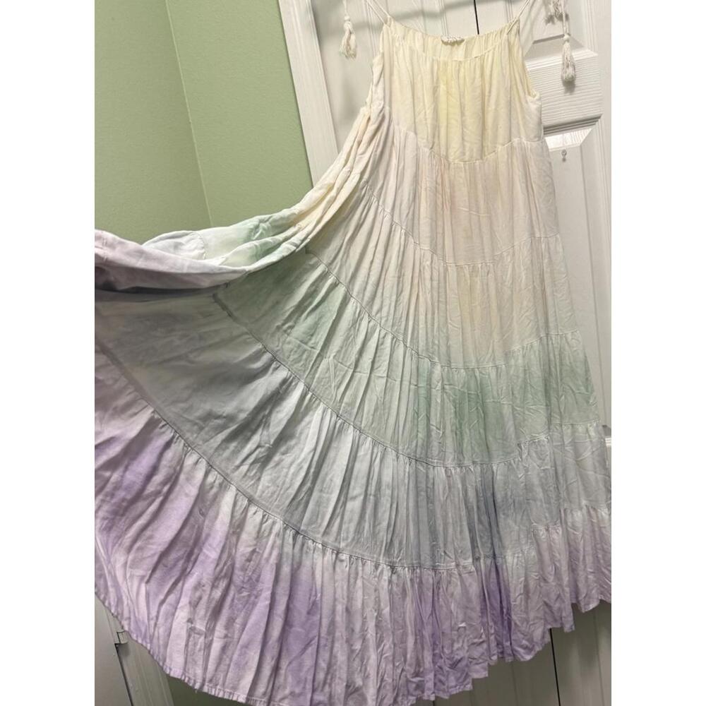 Whimsical Storia Pastel Tie-Dye Colorful Sundress Maxi Dress Size Small - Picture 3 of 10